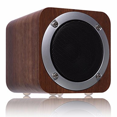 Bluetooth Speaker Wood, ZENBRE F3 6W Portable Bluetooth 4.0 Speakers with 10h Play Time, Wireless Computer Speaker with Enhanced Bass Resonator (Black Walnut)