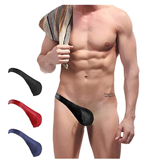 Bokeley Men's Underwear, Mens Sexy Half Thong Bulge Pouch Underwear Men One Side Jockstrap Briefs Bikini Thong