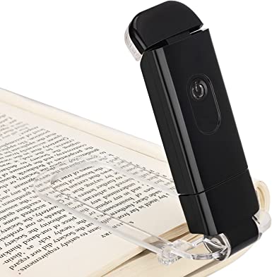 DEWENWILS Amber Book Light, USB Rechargeable Book Light for Reading in Bed, Clip on Book Light, Brightness Adjustable, Sleep Aid Light, Warm White