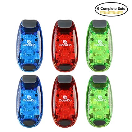 LED Safety Light   12 FREE Bonuses Battery, DoerDo Clip High LED Visibility Light For Running, Walking, Jogging, Cycling, Reflective For Kids, Dogs, Bike Tail light, Outdoors Activity (3 LED 6-pack)