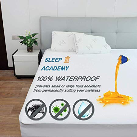 SLEEP ACADEMY Twin Size Waterproof Mattress Protector, Soft Cotton Terry Cover Hypoallergenic, Anti-Bacteria, Vinyl Free and Breathable