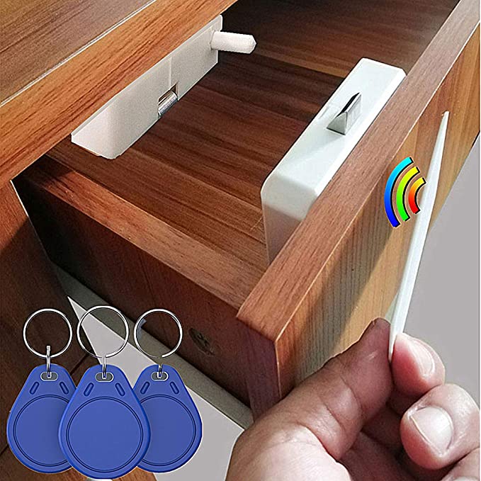RFID Electronic Cabinet Lock Hidden DIY Electronic Induction Lock ，Invisible Cabinet Lock，for Wooden Cabinet Locker Drawer Cupboard Letter Box