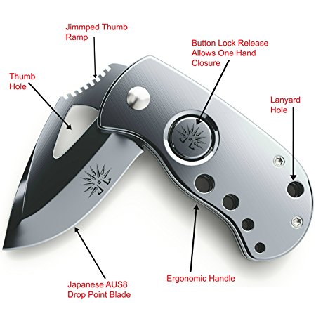 Off-Grid Knives - Compact AUS8 Steel Fat Boy Blade, Deep Pocket Carry, Button Lock Release - Built Like A Tank