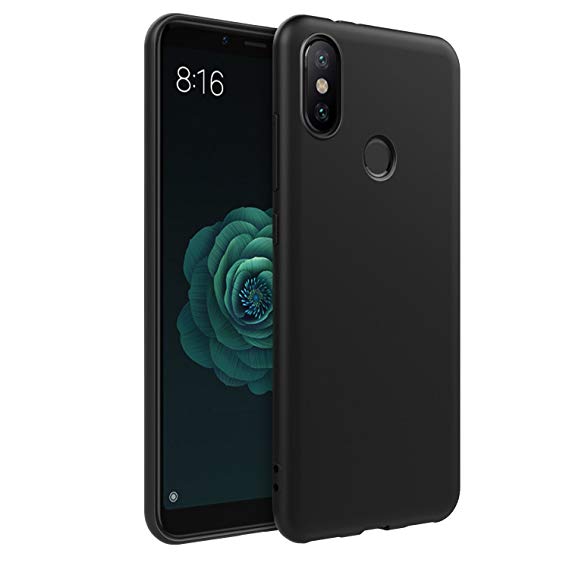 EasyAcc Case for Xiaomi Mi A2, Black TPU Cover Phone Case Matte Finish Slim Profile Phone Protectors Compatible with Xiaomi Mi A2