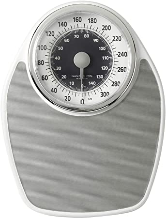 InstaTrack Large Dial Metal Analog Bathroom Scale with Silver Mat – Accurate Measurements up to 330 Pounds, Battery Free