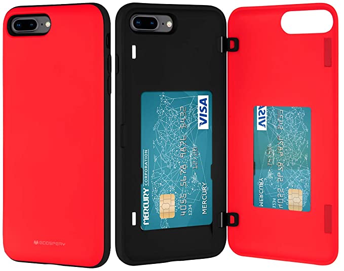 Goospery iPhone 8 Plus Case, iPhone 7 Plus Wallet Case with Card Holder, Protective Dual Layer Bumper Phone Case (Red) IP8P-MDB-RED