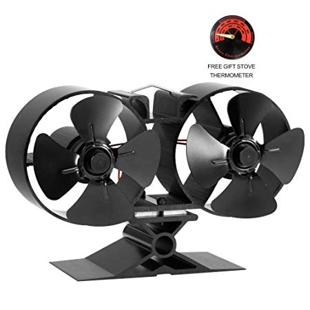 CRSURE Fireplaces Stove Fan - Double Motor - 8 Blade Heat Powered Stove Fan Specially for Large Room for Fireplace, Wood/Log Burner (Small Size)