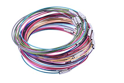 KONMAY 50pcs 24cm/9.6'' Mix-colors Memory Wire Bracelet-Assorted More Than 20 Colors