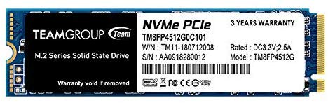 TEAMGROUP MP34 1TB NVMe PCIe M.2 2280 Solid State Drive SSD TM8FP4001T0C101 (Read/Write Speed up to 3,000/2,600 MB/s)