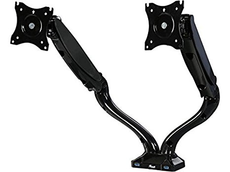 Rosewill Dual Monitor Desk Mount, 13" - 27" LCD / LED Display, Dual Gas Spring Arms - VESA: 75 / 100mm, Tilt:  90 / -45, Swivel: 180° Rotate: 360° with 2 x USB 3.0 extend port, RMS-16003