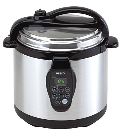 Nesco PC6-25 Digital Pressure Cooker, Stainless Steel, 6-Quart, Black/Silver