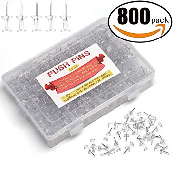 Push Pins 800-Count Thumb Tacks Steel Point Push pins for Cork Board and Clear Push Pins for Poster Board