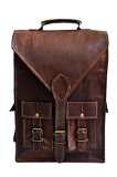 15 Genuine Leather Vintage Laptop Backpack Shoulder Messenger Bag Convertible Briefcase