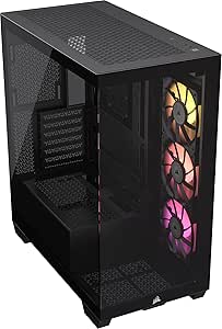 CORSAIR iCUE LINK 3500X RGB Mid-Tower ATX PC-Gehäuse - Gehärtetes Panorama-Glas - Umgekehrte Verbindung Motherboard-Kompatibel -3x CORSAIR iCUE LINK RX120 RGB-Lüfter Im Lieferumfang Enthalten -Schwarz