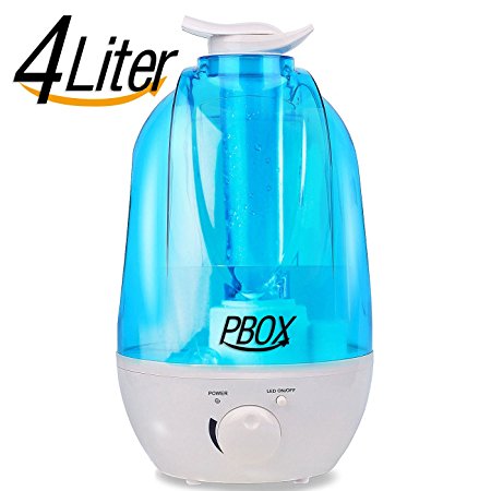 Ultrasonic Cool Mist Humidifier-Aromatherapy Essential Oil Diffuser -Whisper Quiet with LED Nightlight - 4L High Capacity with Whole House Humidifier-16 Hours Continous Mist,Waterless Auto Shut-off