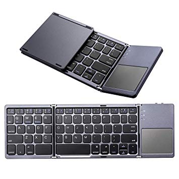Bluetooth Foldable Keyboard, M.Way Ultra Slim Tri-fold Wireless Portable Keyboards with Touchpad for Windows/iOS/Android Smartphone iPhone Samsung Tablet iPad