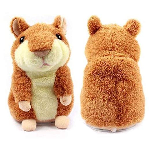 Talking Hamster Mimicry Pet Repeats What You Say Plush Animal Toy Electronic Hamster Mouse Xmas Gift for Kids Children (Brown)