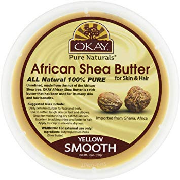 OKAY | African Shea Butter - Yellow Smooth | For All Hair Textures & Skin Types | Moisturize and Soothe Irritation | With Vitamin A & E | All Natural | 8 Oz
