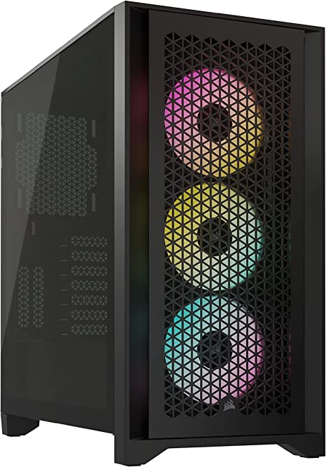 Corsair iCUE 4000D RGB Airflow Mid-Tower Case - 3X AF120 RGB Elite Fans - iCUE Lighting Node PRO Controller - High-Airflow Design - CORSAIR RapidRoute Cable Management System - Black