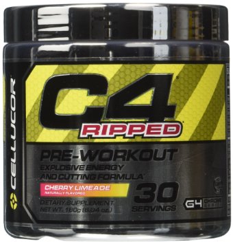 Cellucor C4 Ripped Pre Workout Thermogenic Fat Burning Powder Cherry Limeade 30 Count