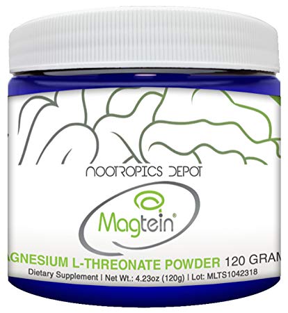 Magtein Magnesium L-Threonate Powder | 120 Grams | Mineral Supplement | Natural Nootropic | Supports Mitochondrial Function | Promotes Heart and Cardiosvascular Health | Supports Cognitive Function