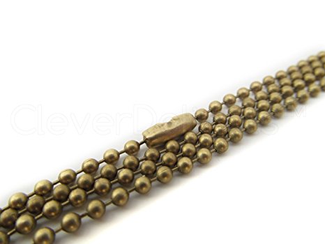 20 CleverDelights Ball Chain Necklaces - Antique Bronze Color - 24 Inch - Jewelry Findings - 2.4mm Ball - Adjustable Antiqued Necklaces - 24" Length