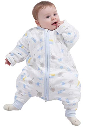 luyusbaby Muslin Sleeping Bag Baby Sleeping Bag with Feet Detachable Sleeve Wearable Blanket