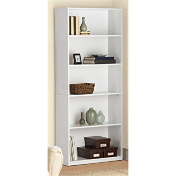 Ameriwood 5 Shelf Adjustable Wood Bookcase - White Stipple | 9484015YL
