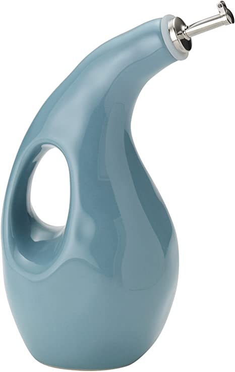 Rachael Ray Cucina Stoneware EVOO Dispensing Bottle, Agave Blue