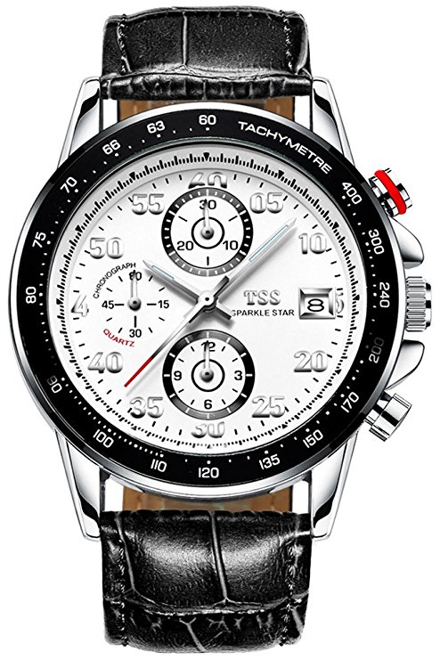 TSS Men's T5021PC1 Quartz Chronograph Diver Beze Watch with Leather Band