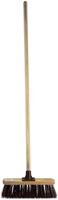Newman & Cole Outdoor Sweeping Brush Stiff Yard Patio Garden Broom Synthetic Hard PVC Bristle Fitted with Wooden Handle (1)