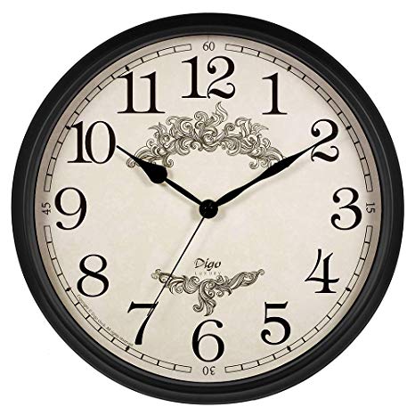 OMEYA Non Ticking Silent Wall Clock,15 Inch Quarzt Battery Operate Decorative Clock Retro European Style Vintage for Living Room, Bedroom, Kitchen