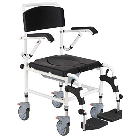 Personal Mobility Assist Shower Commode Wheelchair Medical Transport Rolling Chair Waterproof