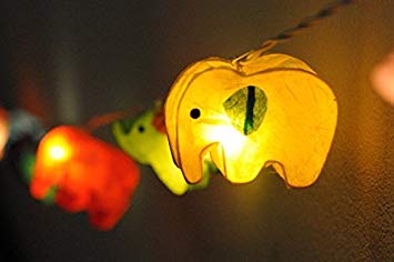 Battery AA LED Handmade Colorful Elephant Zoo Animal Plant Paper Lantern String Light Kid Bedroom Light Display Garland Colorful / 20 lights