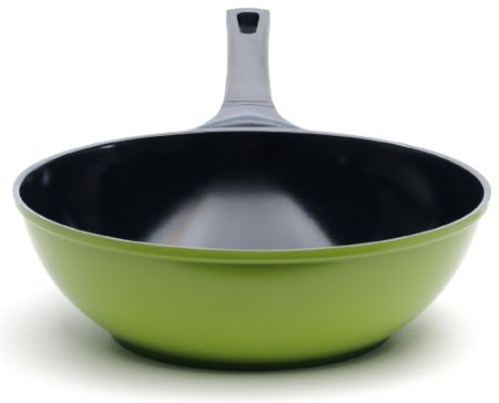 14 Green Earth Wok by Ozeri with Smooth Ceramic Non-Stick Coating 100 PTFE and PFOA Free