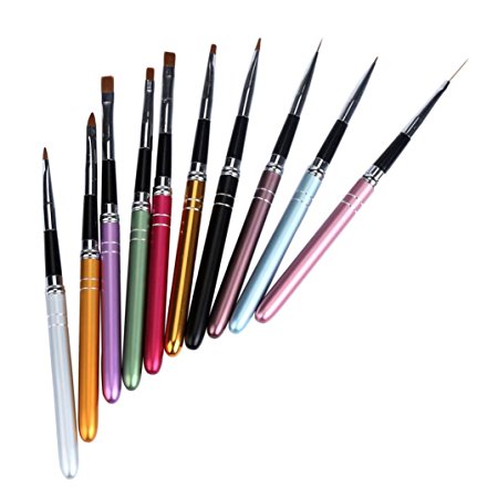 Professional Nail Art, RIUDA 10PCS Nail Art Pen Brush Cuticle UV Gel Salon Brushes Tool