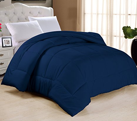 Cathay Home Double Fill Down Alternative Comforter, Queen, Navy