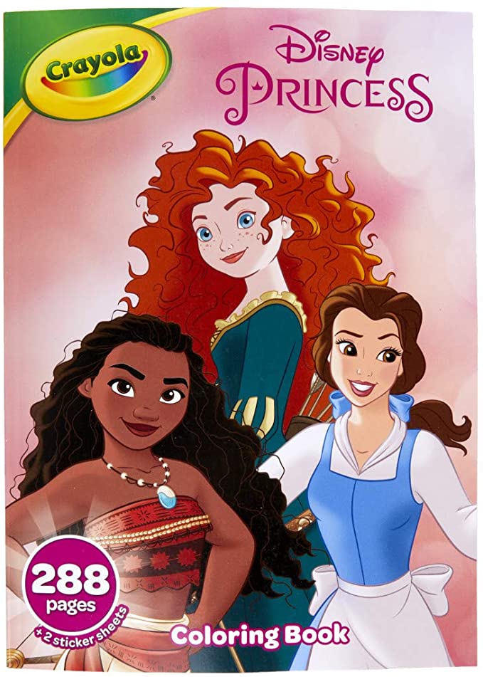 Crayola Disney Princess Coloring Book with Stickers, Gift for Kids, 288 Pages, Ages 3, 4, 5, 6