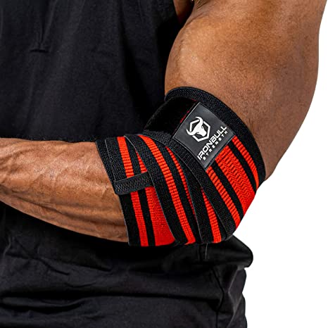 Iron Bull Strength Elbow Wraps for Weightlifting - PRO Line - Workout Elbow Straps for Weight Lifting, Bench Press, Powerlifting, Fitness and Gym - Medium Stiffness for Men