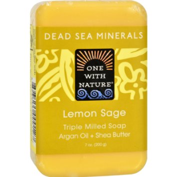 One With Nature Lemon Sage Dead Sea Mineral Soap 7 Ounce Bar
