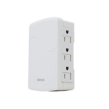Woods 41261 USB Wall Adapter with 6 Outlets with Space-Saving Side Entry Design, White