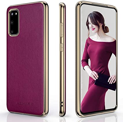 LOHASIC Galaxy S20 5G Cases for Women, Premium PU Leather Luxury Elegant Flexible Slim Soft Grip Drop Proof Full Body Protective Phone Cover Compatible with Samsung Galaxy S20 6.2"(2020) - Fuchsia