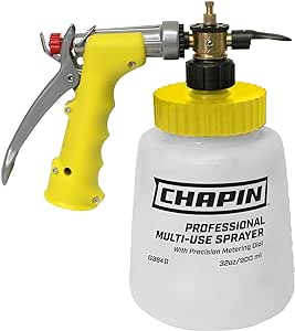 Chapin G364D Made in The USA 32 Ounce Professional Lawn and Garden Hose-End Sprayer with 16 Mixing Rations on The Metering Dial, Built-in Anti-Siphon, Translucent White