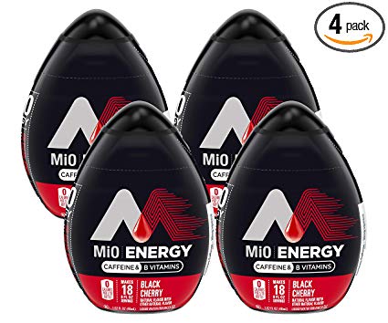 MiO Energy Black Cherry Liquid Water Enhancer, Caffeinated, 1.62 fl oz (Pack of 4)