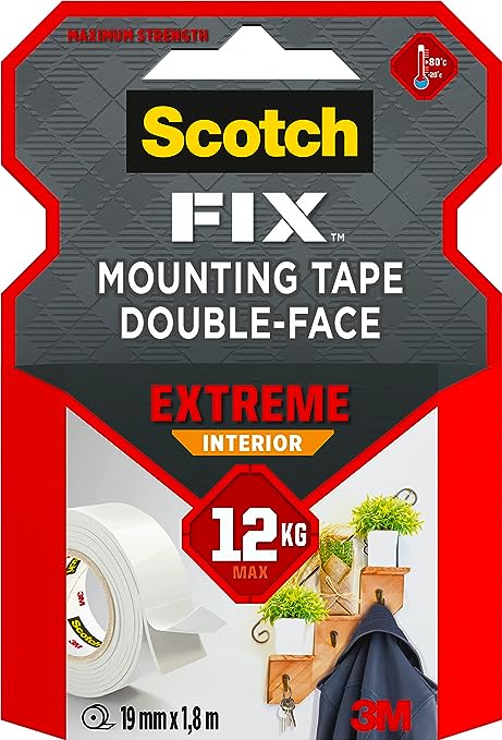 Scotch-Fix Extreme Interior Mounting Tape PGS05-1918-P, 19mmx1,8m, 1 roll/pack (Packaging May Vary)