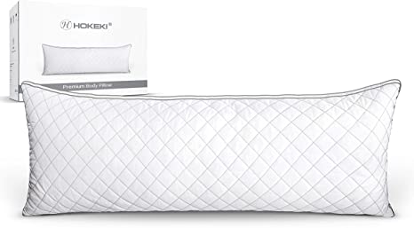 HOKEKI Luxury Full Body Pillow,Adjustable Fluffy Body Pillow for Sleeping, Soft Long Bed Pillow Insert, 20"x54"(White)