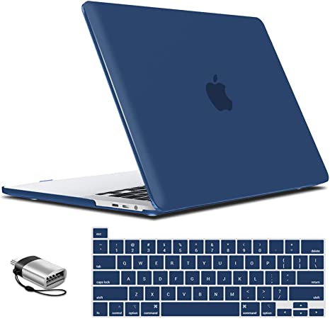 IBENZER MacBook Pro 16 Inch Case A2141 Release 2020 2019, Hard Shell Case with Keyboard Cover & Type C Adapter for Apple Mac Pro 16’’ with Touch Bar and Touch ID, Navy Blue, T16NYBL 1TC