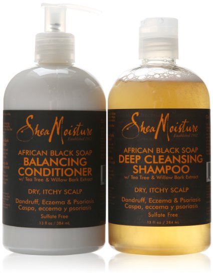 Shea Moisture African Black Soap Shampoo & Conditioner Set, 13 Ounce Each