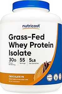 Nutricost Grass-Fed Whey Protein Isolate (Chocolate Peanut Butter, 5LBS) - Non-GMO, Gluten Free