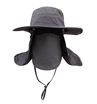 BAVST Men Women Outdoor Sport Hat with Wide Brim Sun Protection UPF 50  Summer Mesh Cap Removable Neck&Face Flap Cover Caps for Backpacking,Cycling,Hiking,Fishing, Outdoor Camping